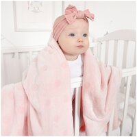 Плед детский для новорожденных на выписку плюшевый розовый 75х100 "Горох" Baby Nice