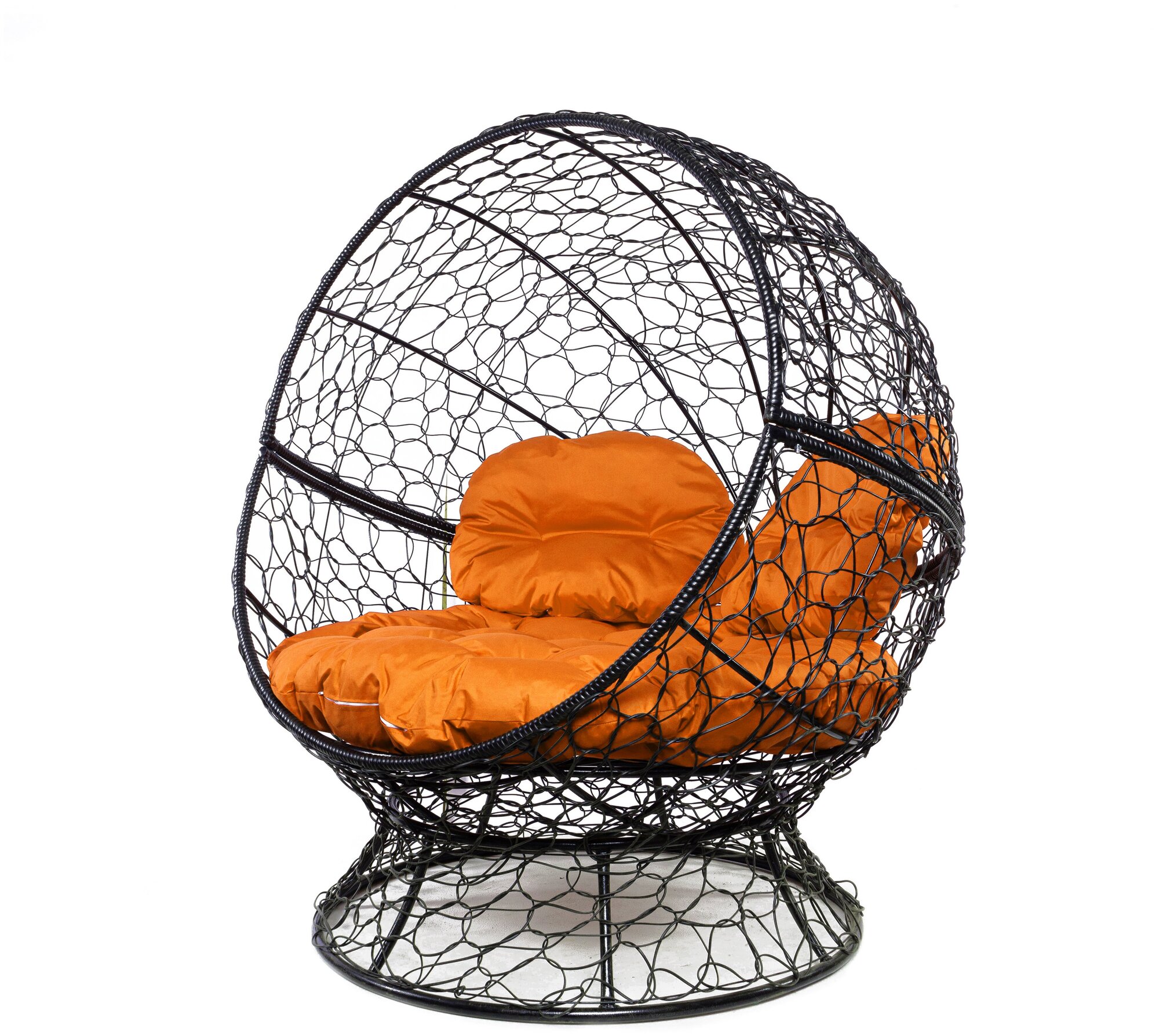 Кресло чёрное M-Group Апельсин ротанг, 11520407 оранжевая подушка - фотография № 3