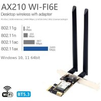 Сетевой адаптер Intel AX210NGW Wi-Fi 6E (Gig+) AX3000, Bluetooth 5.3, PCI-Express, 2 внешние антенны