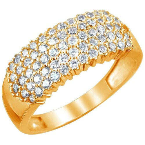 фото Эстет кольцо с 64 фианитами из серебра с позолотой 01к1511415а, размер 17