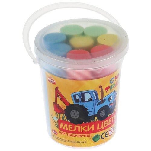 Мелки цветные для творчества, Синий Трактор, 8 шт (4 цв) в ведре MultiArt MELBUCKET8-STR