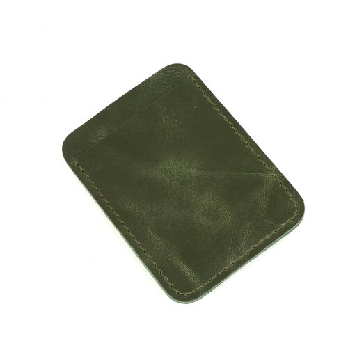 Визитница КРОКО, натуральная кожа, 2 кармана для карт, 2 визитки, для женщин, зеленый