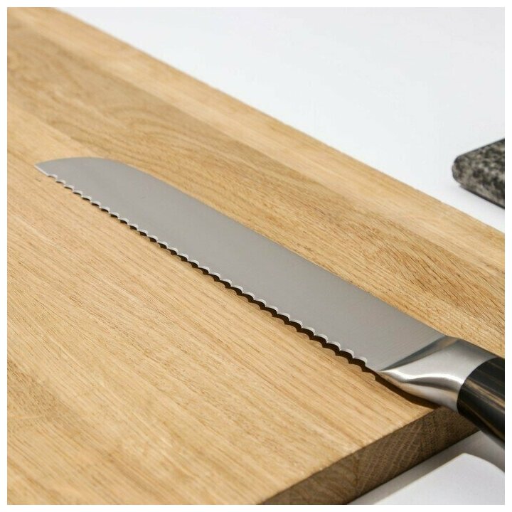 Нож кухонный Доляна Zeus, хлебный, 20 см, цвет чёрный - фотография № 2