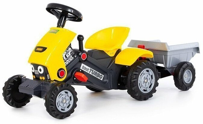 Каталка-трактор с педалями "Turbo-2" (жёлтая) с полуприцепом 89342 Полесье /1/