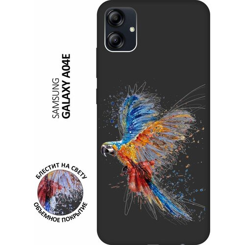 Матовый Soft Touch силиконовый чехол на Samsung Galaxy A04e / Самсунг А04е с 3D принтом Colorful Parrot черный матовый soft touch силиконовый чехол на samsung galaxy a04e самсунг а04е с 3d принтом flying hearts черный