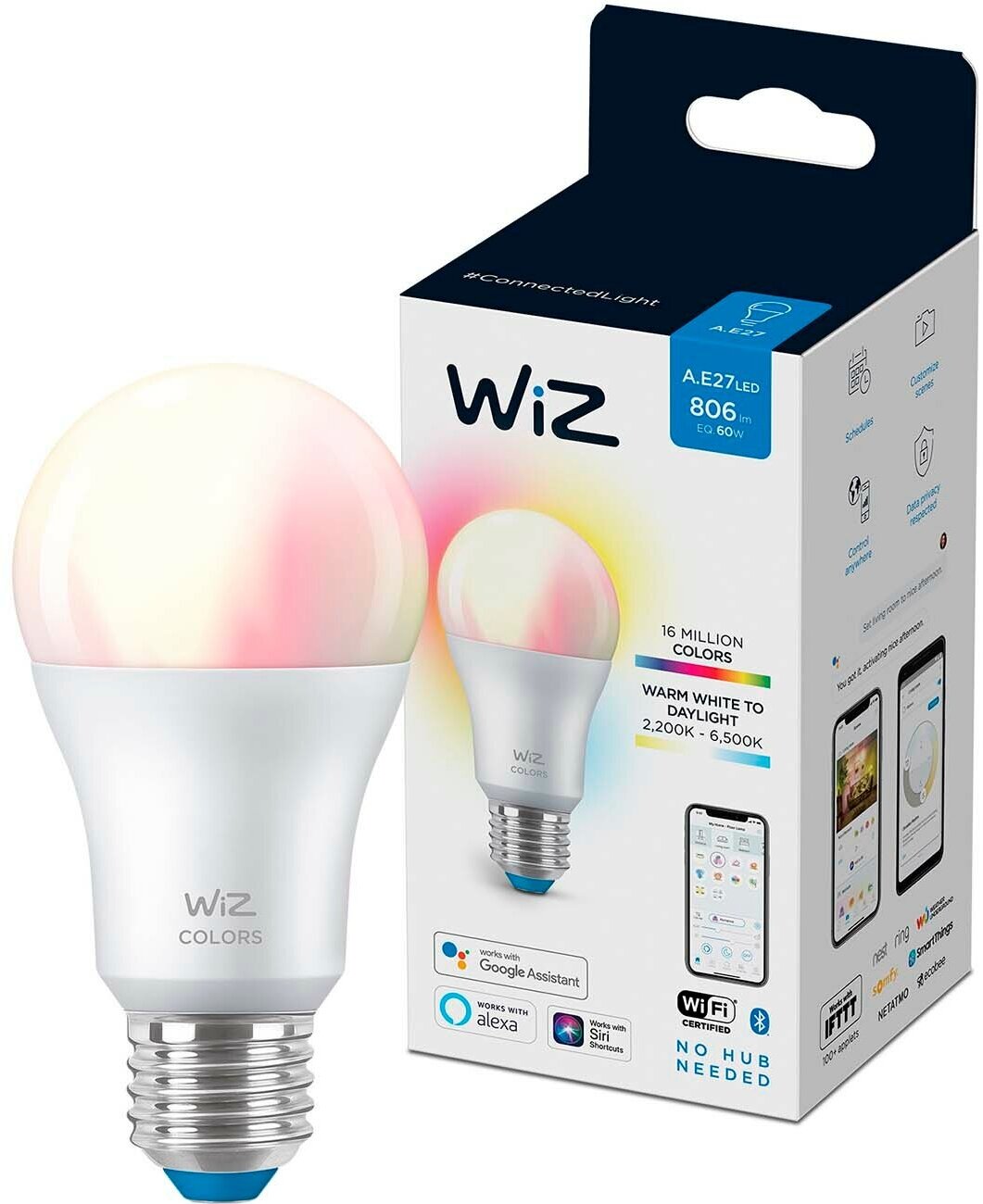 Лампа светодиодная WiZ BLE 60WA60E27922-65RGB1PF/6, E27, A60, 7 Вт, 6500 К - фотография № 7