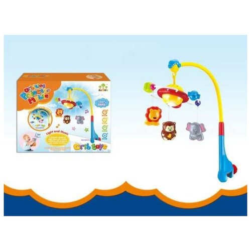 Купить Игрушка для малышей. Мобиль Веселые животные звуковые и световые эффекты 39, 5х31, 5х12, 5 см, Junfa toys