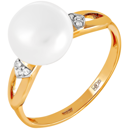 фото Примаэксклюзив кольцо с жемчугом и фианитами из красного золота 190-1-787р, размер 16
