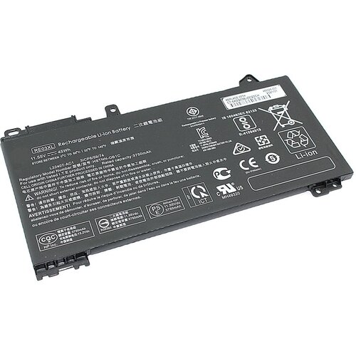 Аккумуляторная батарея для ноутбука HP ProBook 430 G6 (RE03-3S1P) 11,55V 3500mAh черная аккумулятор для ноутбука hp probook 455r g6 11 55v 45wh