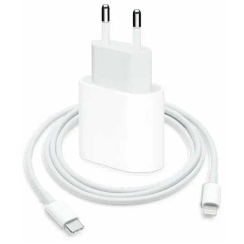 Сетевое зарядное устройство URM для IPhone / iPod / iPad / USB-C 20 W + кабель Type-C - Lightning, 20 Вт, белый