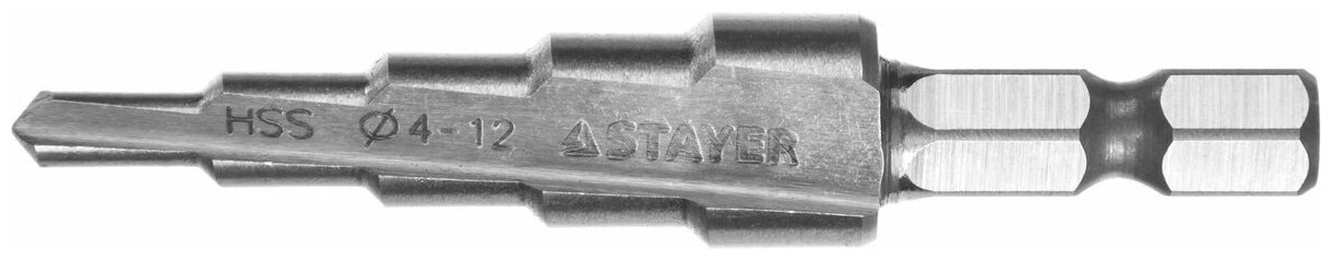 Ступенчатое сверло по металлу 5 ступеней 4-12 мм Stayer MASTER 29660-4-12-5
