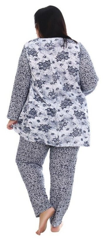 Ночная пижама с брюками большие размеры теплая футер с начесом размер 64 - фотография № 3