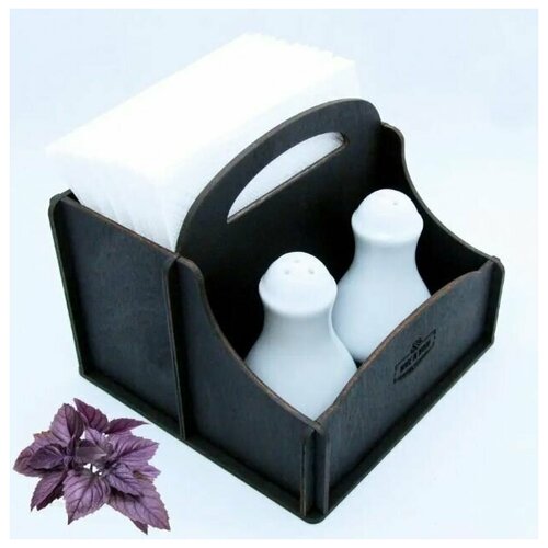 Деревянная салфетница для ресторана с отсеками для соусов специй 684₽