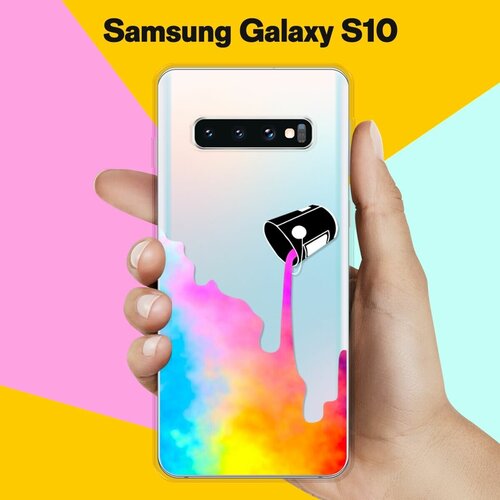 Силиконовый чехол Краски на Samsung Galaxy S10 силиконовый чехол на samsung galaxy s10 самсунг галакси s10 любопытный енот