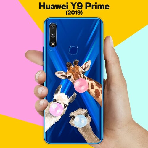 Силиконовый чехол Лама, жираф и страус на Huawei Y9 Prime (2019) силиконовый чехол лама жираф и страус на huawei y5 prime 2018