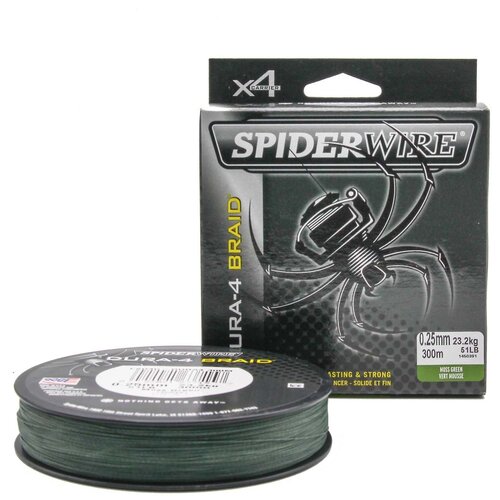 фото "плетеная леска spiderwire dura4 braid темно-зеленая 300m 0,25m mgrn"