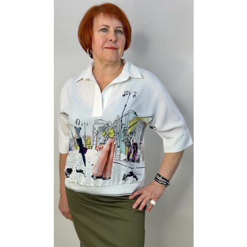 Блузка женская. Офисная женская блузка. Рубашка женская. Размер 46-48