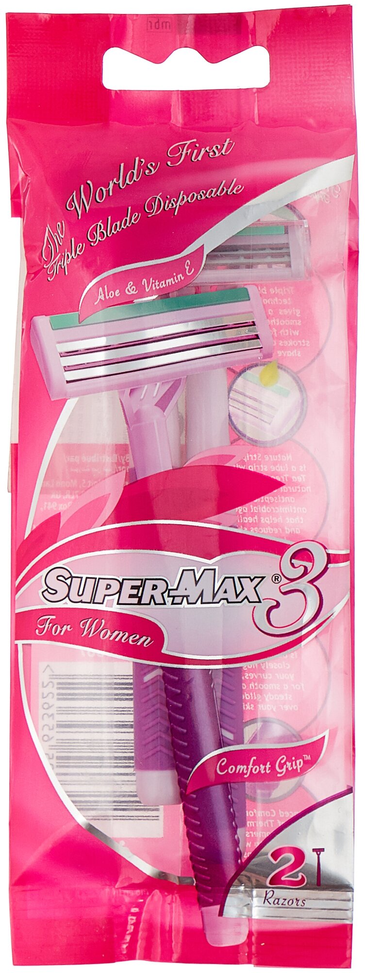 Super-Max 3 for Women Одноразовые станки с тройным лезвием (2шт. в уп.)