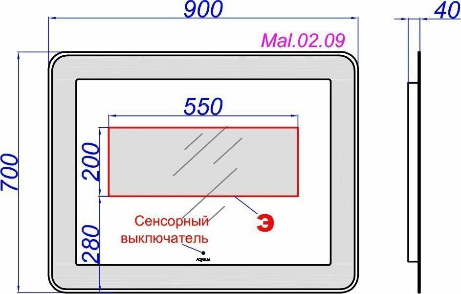 Зеркало 90 см, Aqwella Malaga Mal.02.09 - фотография № 18