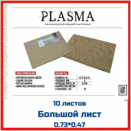 Шумоизоляция, звукопоглотитель сэндвич STP Plasma (10 листов)