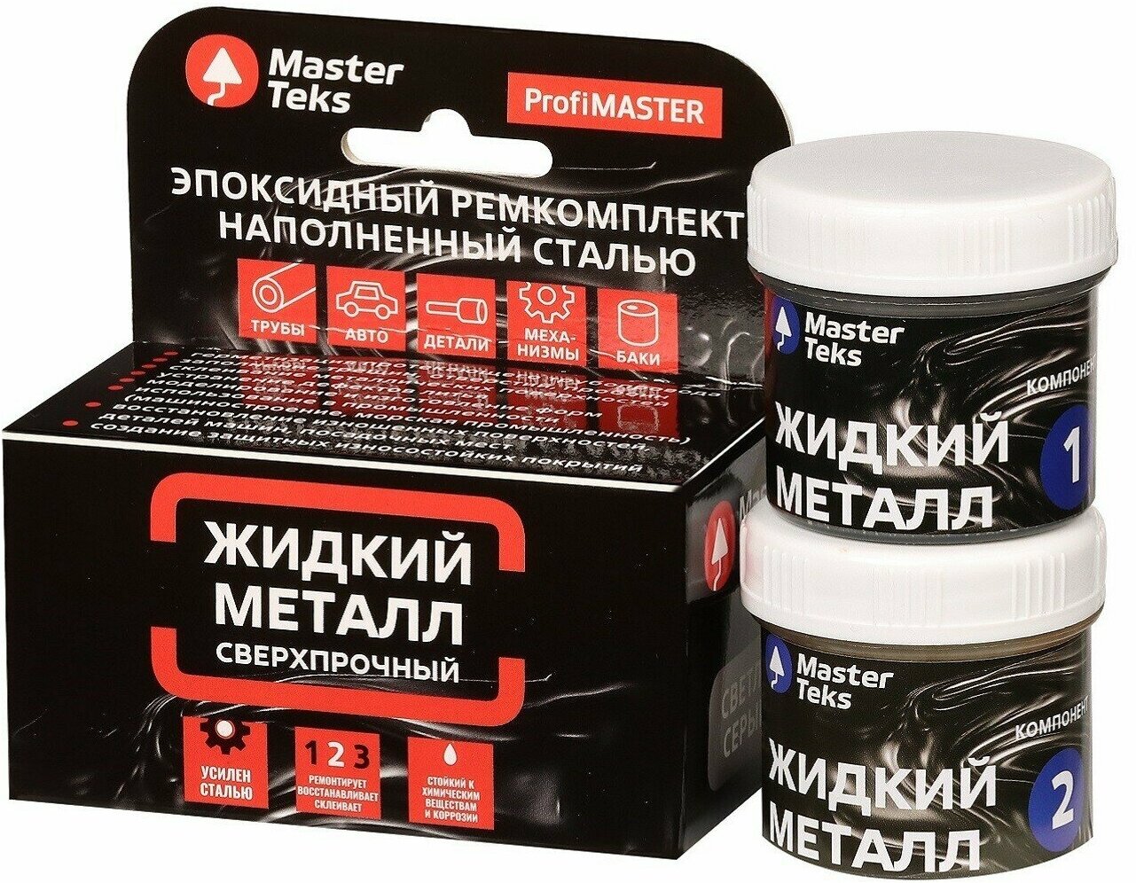 MasterTeks PM ремкомплект эпоксидный жидкий металл сверхпрочный 160 гр
