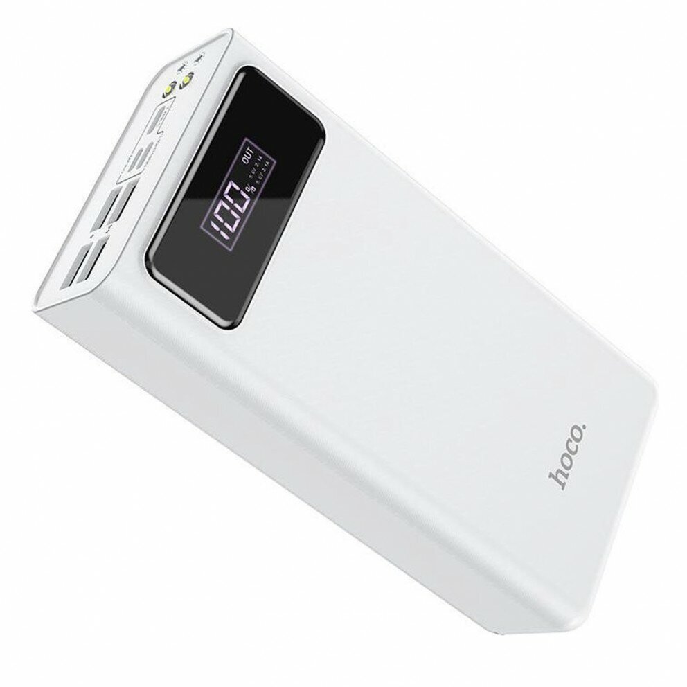 Внешний аккумулятор Hoco J65A, 40000 mAh, Output 4 USB ALL10W, LED + Фонарь, Белый