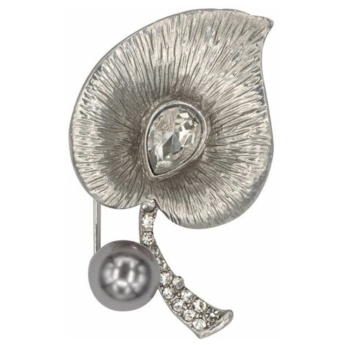 фото Брошь бижутерная цветок (замок-булавка, серебристый) 55735 otokodesign