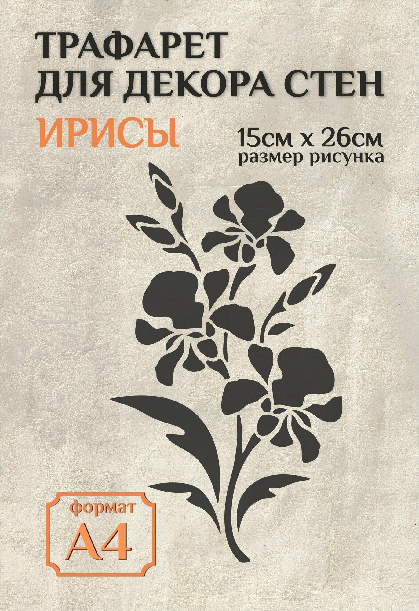 Трафарет для стен и декора прозрачный А4 (21х297см) растения