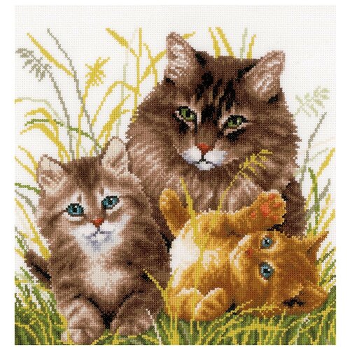 фото Набор для вышивания крестом vervaco "кошачья семья", 16x28 см, арт. pn-0156114
