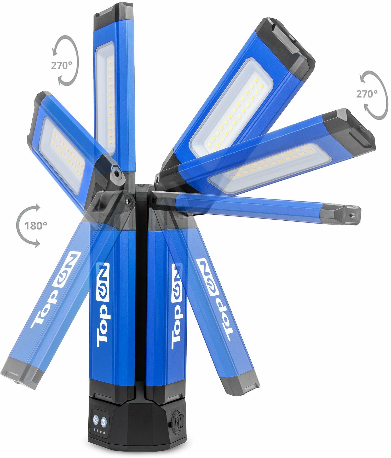 Аккумуляторная мачта освещения TopON LED TOP-MX2T 2000 лм 3.7 B 4 Ач 14.8 Втч поворотные световые блоки, крючок, магниты, стойка, высота 21-146 см