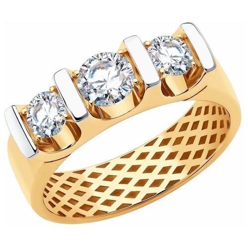 фото Кольцо из золота с фианитами 018376 sokolov