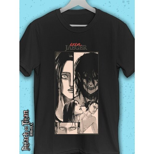 фото Футболка размер 50, черный, белый хилари аниме