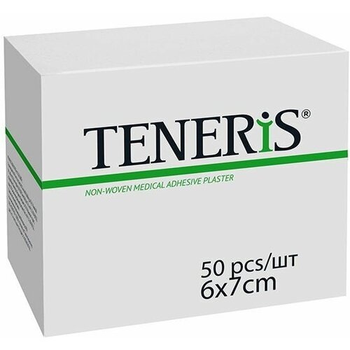Лейкопластырь /пластырь гипоаллергенный TENERIS 6х7см фиксирующий на нетканой основе с подушкой в мидле по 50 штук