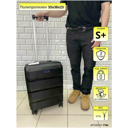 фото Чемодан 1766, 50 л, размер s+, черный bagbox24