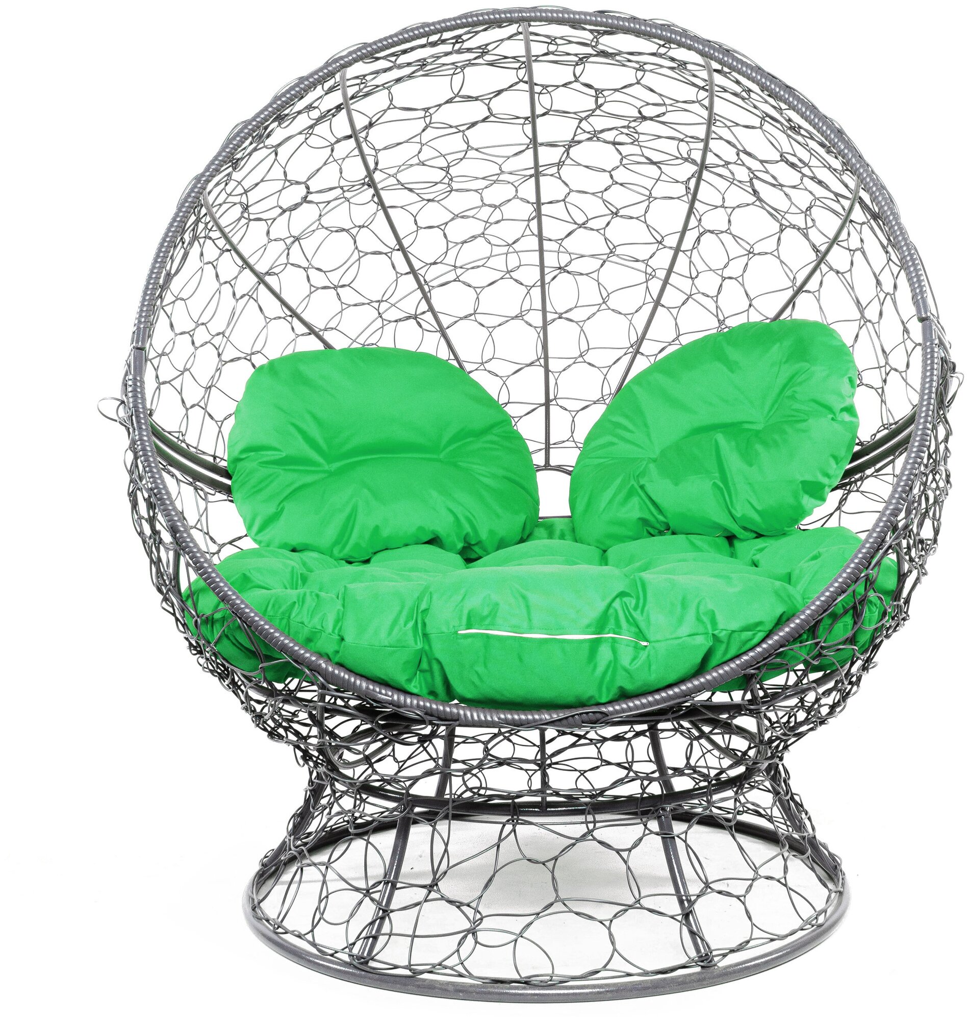 Кресло серое M-Group Апельсин ротанг, 11520304 зелёная подушка - фотография № 1