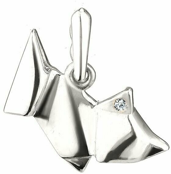 Подвеска CORDE подвеска оригами кошка с натуральным бриллиантом, серебро, 925 проба, родирование, бриллиант