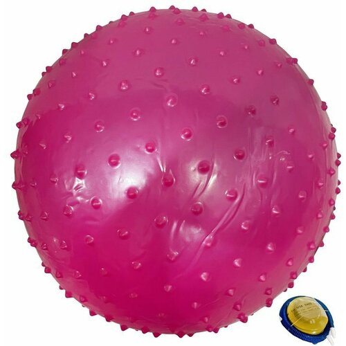 фото Мяч фитнес 65 см. с шипами массажный, пвх, фиолетовый, насос в компл. x-match 649229
