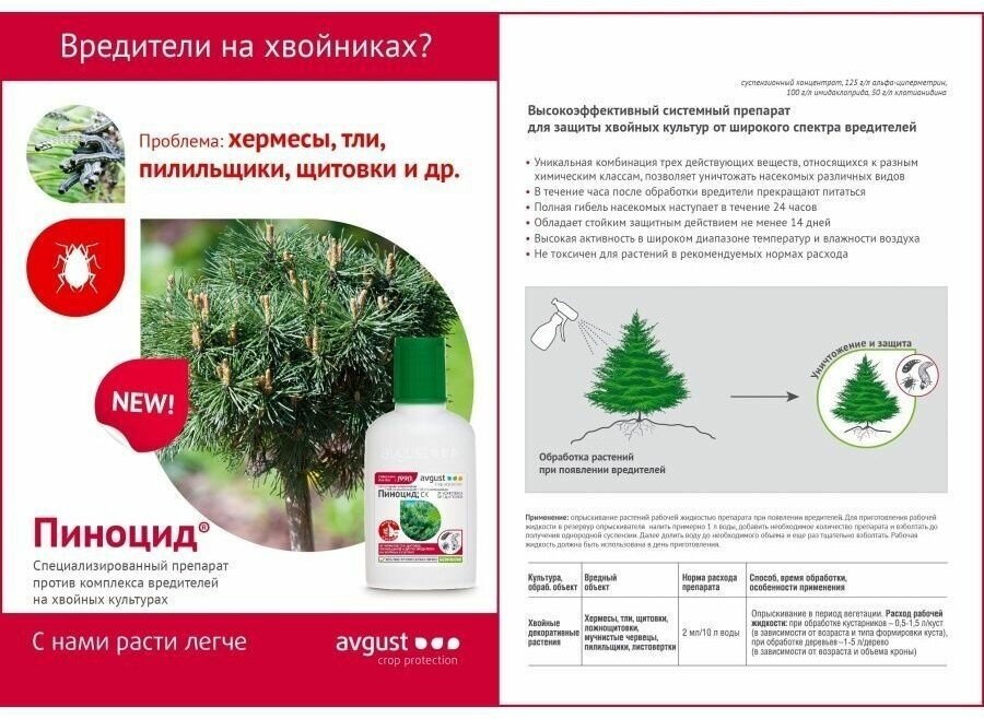 Пиноцид, 50 мл / Препарат для защиты от комплекса вредителей на хвойных растениях х 1 флакон - фотография № 6
