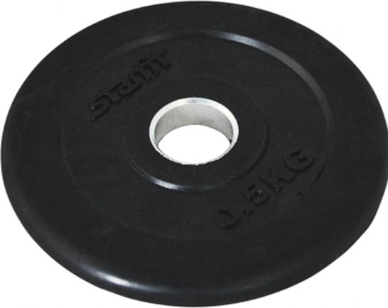 Диск Starfit BB-202 0,5 кг, d=26 мм, стальная втулка, черный, обрезиненный