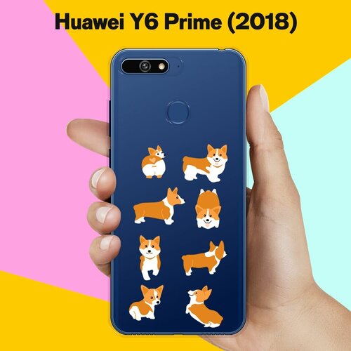 Силиконовый чехол 8 Корги на Huawei Y6 Prime (2018)