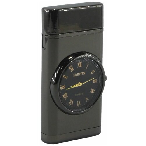 Зажигалка часы газовая С-6116, с подсветкой и турбонаддувом, цвет темно-серый глянцевый зажигалка газовая с часами с турбонаддувом цвет серебро