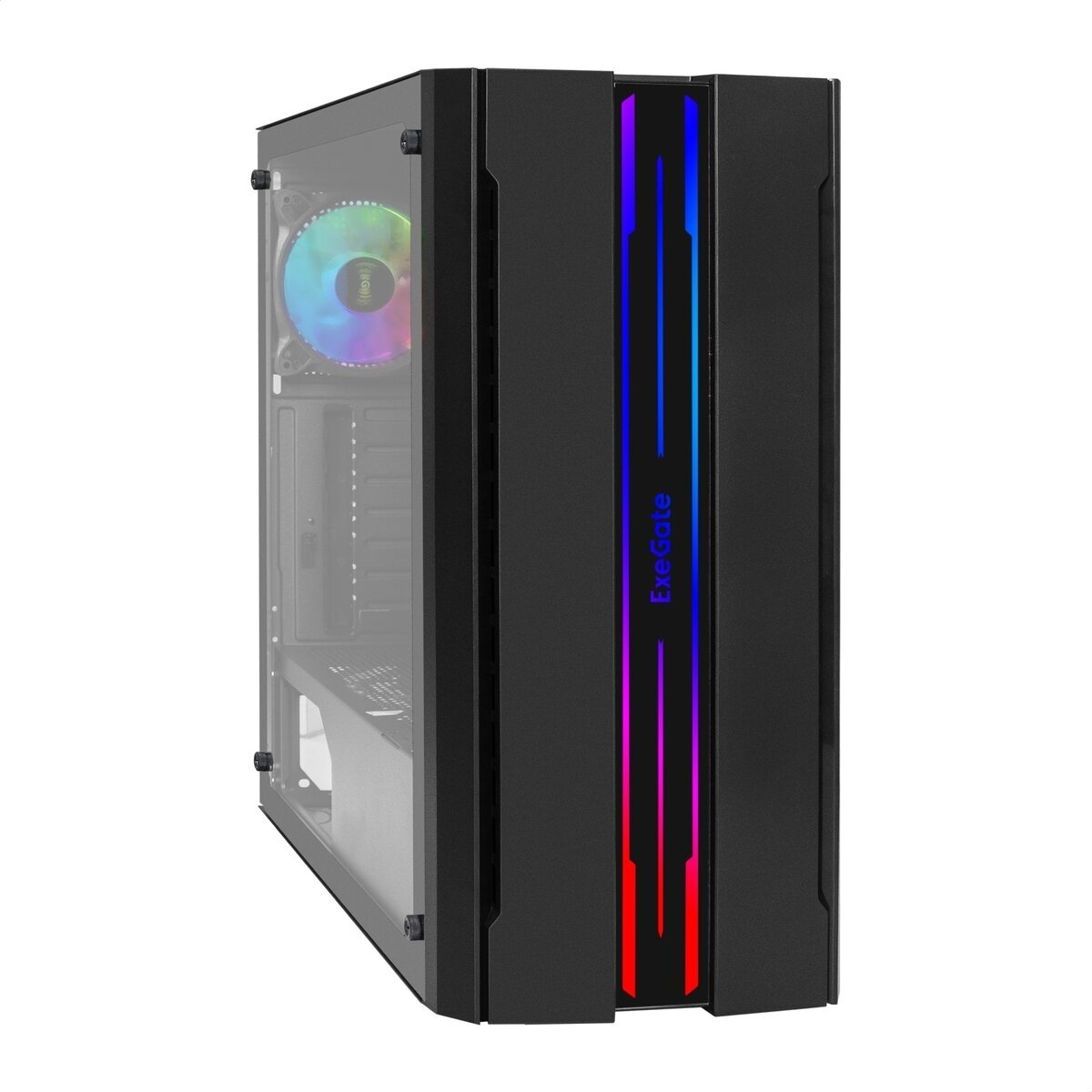 Корпус ExeGate EVO-5020-NPX500, ATX, Midi-Tower, USB 3.2, RGB подсветка, черный, 500 Вт EX292733RUS