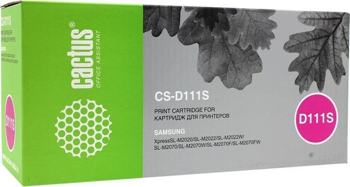 Картридж Cactus CS-D111S, черный, 1000 страниц, совместимый для Samsung Xpress M2020, Xpress M2020W, Xpress M2070, Xpress M2070W, Xpress M2070F, Xpress M2070FW