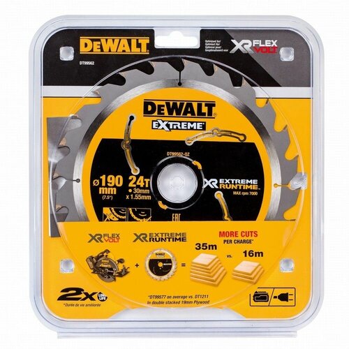 Диск пильный DeWalt твердосплавный 190х30 мм, 24 зуба XR EXTREME RUNTIME DT99562