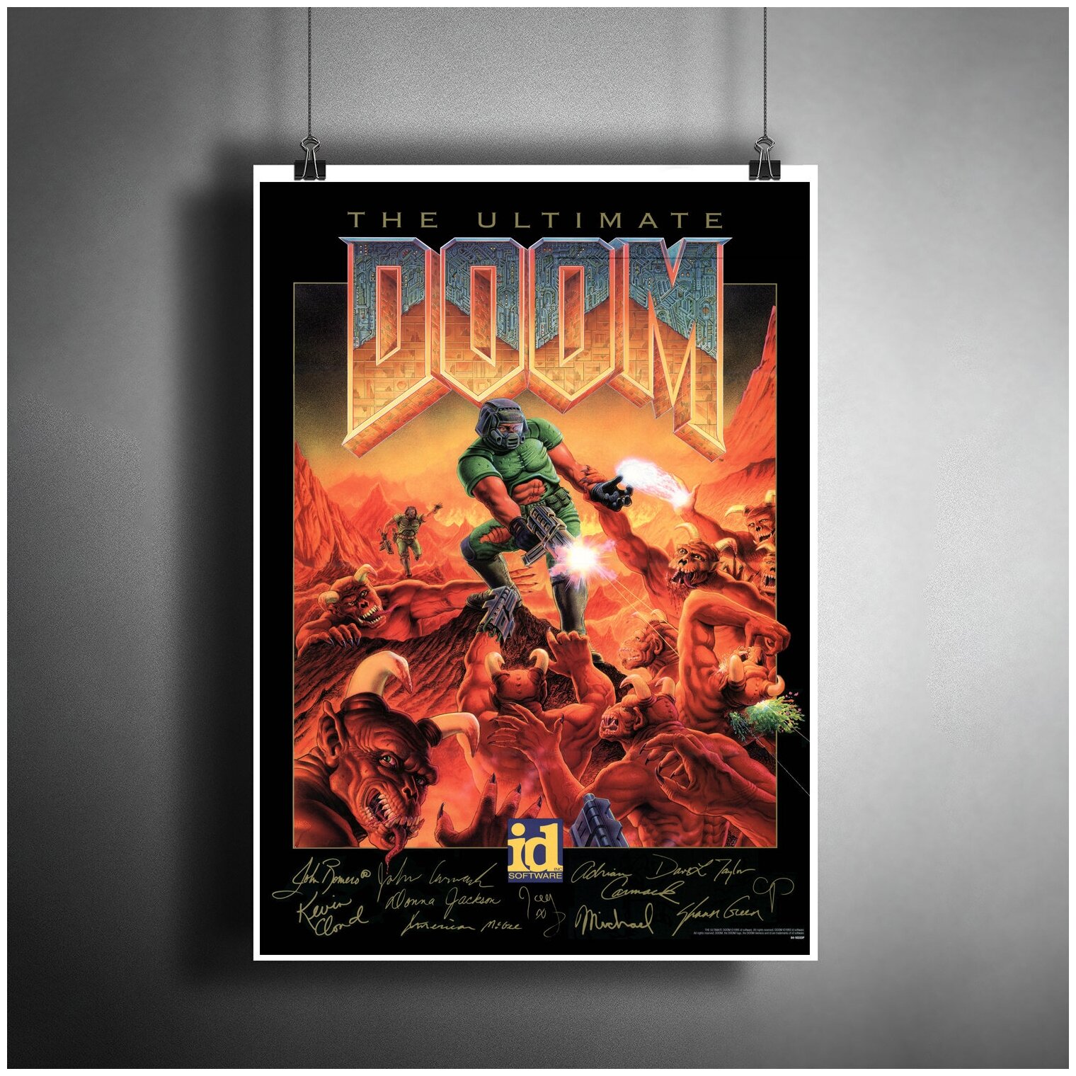 Постер плакат для интерьера "Компьютерная игра: Doom (Дум)" / Декор дома, офиса. A3 (297 x 420 мм)