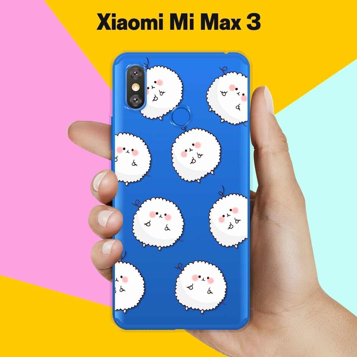 Силиконовый чехол на Xiaomi Mi Max 3 Белые ежики / для Сяоми Ми Макс 3