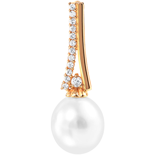 фото Примаэксклюзив подвеска с жемчугом и фианитами из красного золота пл8135
