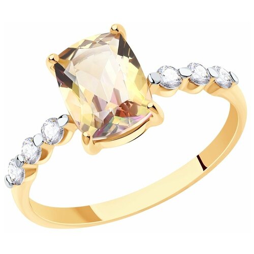 фото Sokolov кольцо из золота с топазом swarovski и фианитами swarovski 715879, размер 18.5