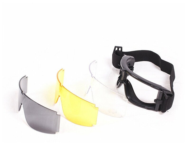 Очки тактические/тактическая маска с 3 сменными линзами с чехлом в комплекте - фотография № 3