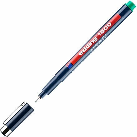 Капиллярная ручка (рапидограф)-фломастер для черчения EDDING 1800/05/4, круглый наконечник, зеленый, 0,5мм,